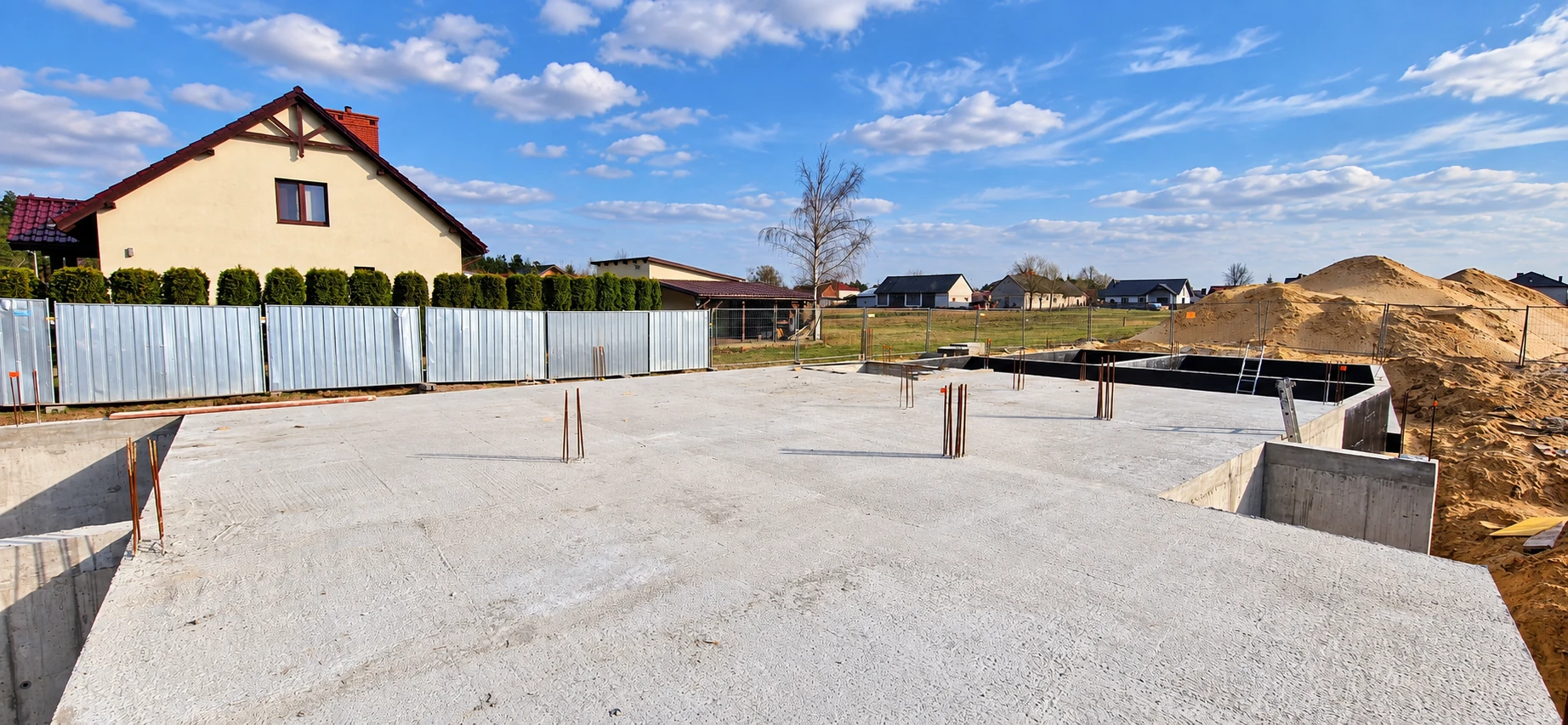 Wykonany żelbetowy strop nad piwnicą